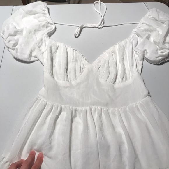 NWOTPrincess Polly Danny Ruffle Hem Open Back Summer Mini Dress in White Size 10 - Picture 7 of 15